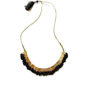 India Bollywood Dance Necklace or Head Piece Navy Blue Beads & Bead Slide Adjust
